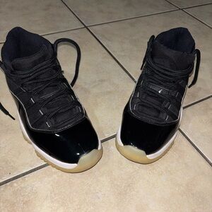 Jordan Men’s Black Patent Leather High-Top Sneakers with Cream Outsole